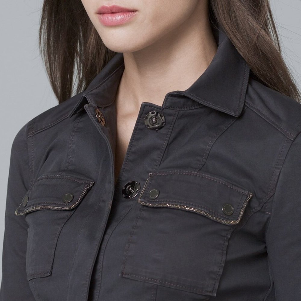 White House Black Market Ball Chain Washed Casual Jacket - Picture 4 of 7